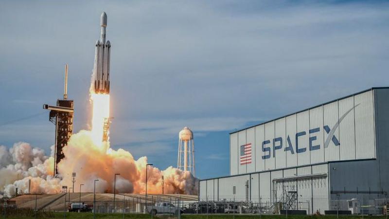 A SpaceX launch facility with rocket infrastructure