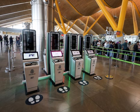 Automated border kiosks at an airport