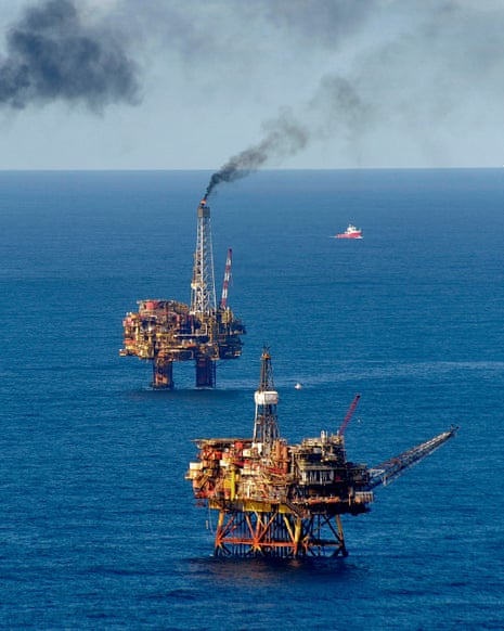 A North Sea oil platform at sea