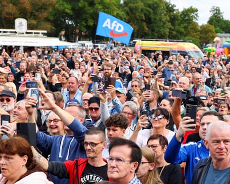 Supporters gathered at an AfD campaign rally