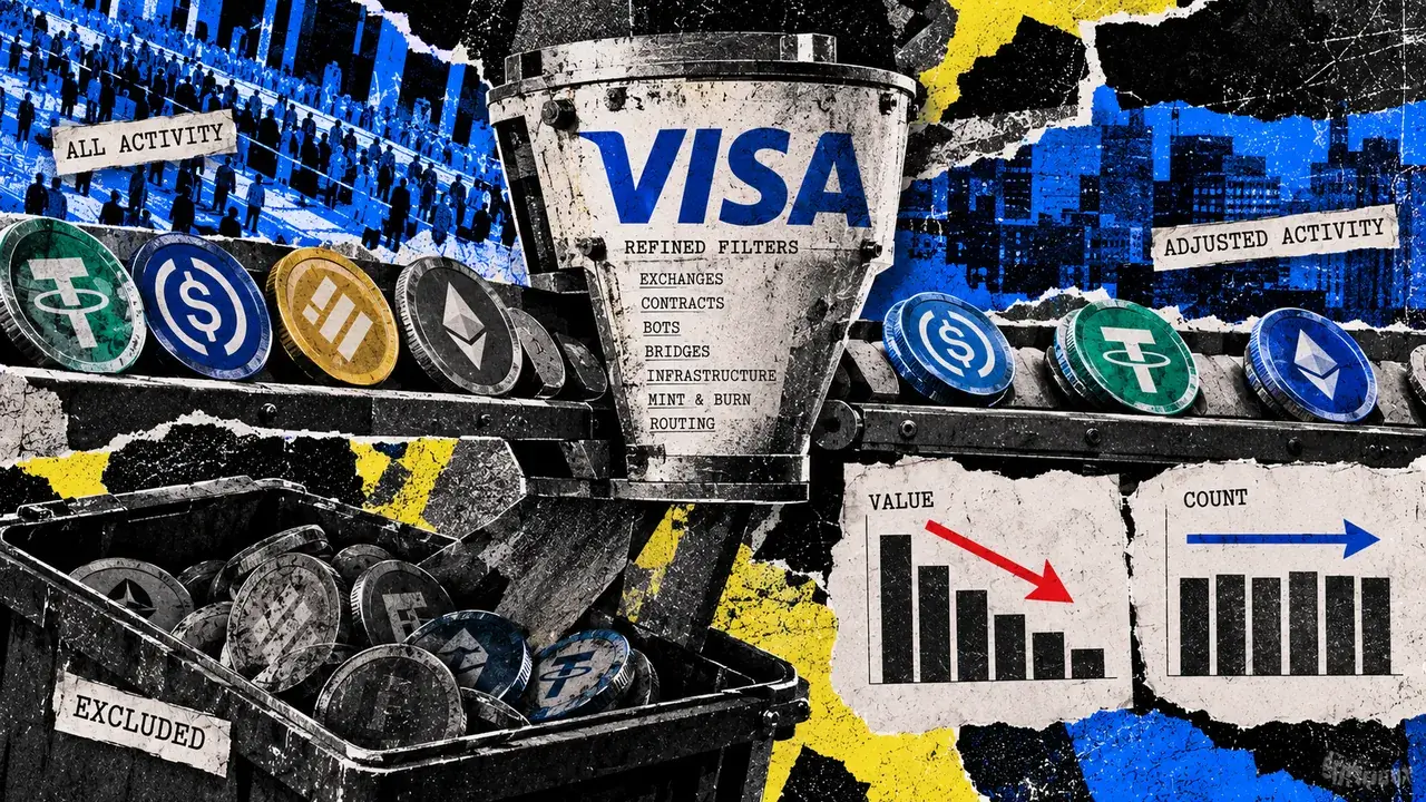 Visa's Stablecoin Data Reset Cut Adjusted Volume While Transfer Counts Fell Under 2%